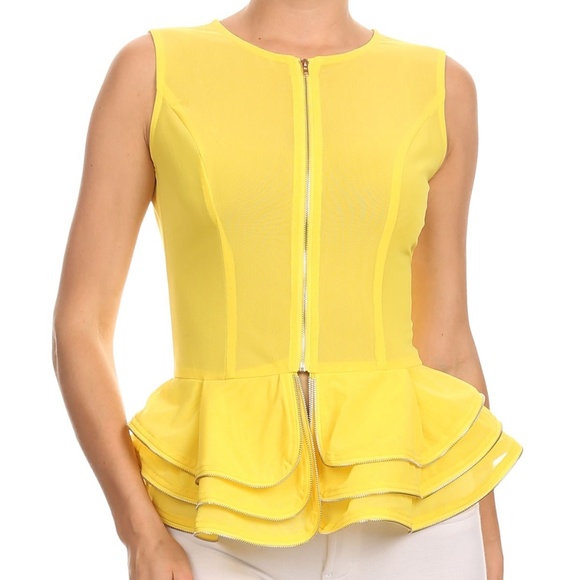 Xtaren Tops - Peplum Mesh Top NWT